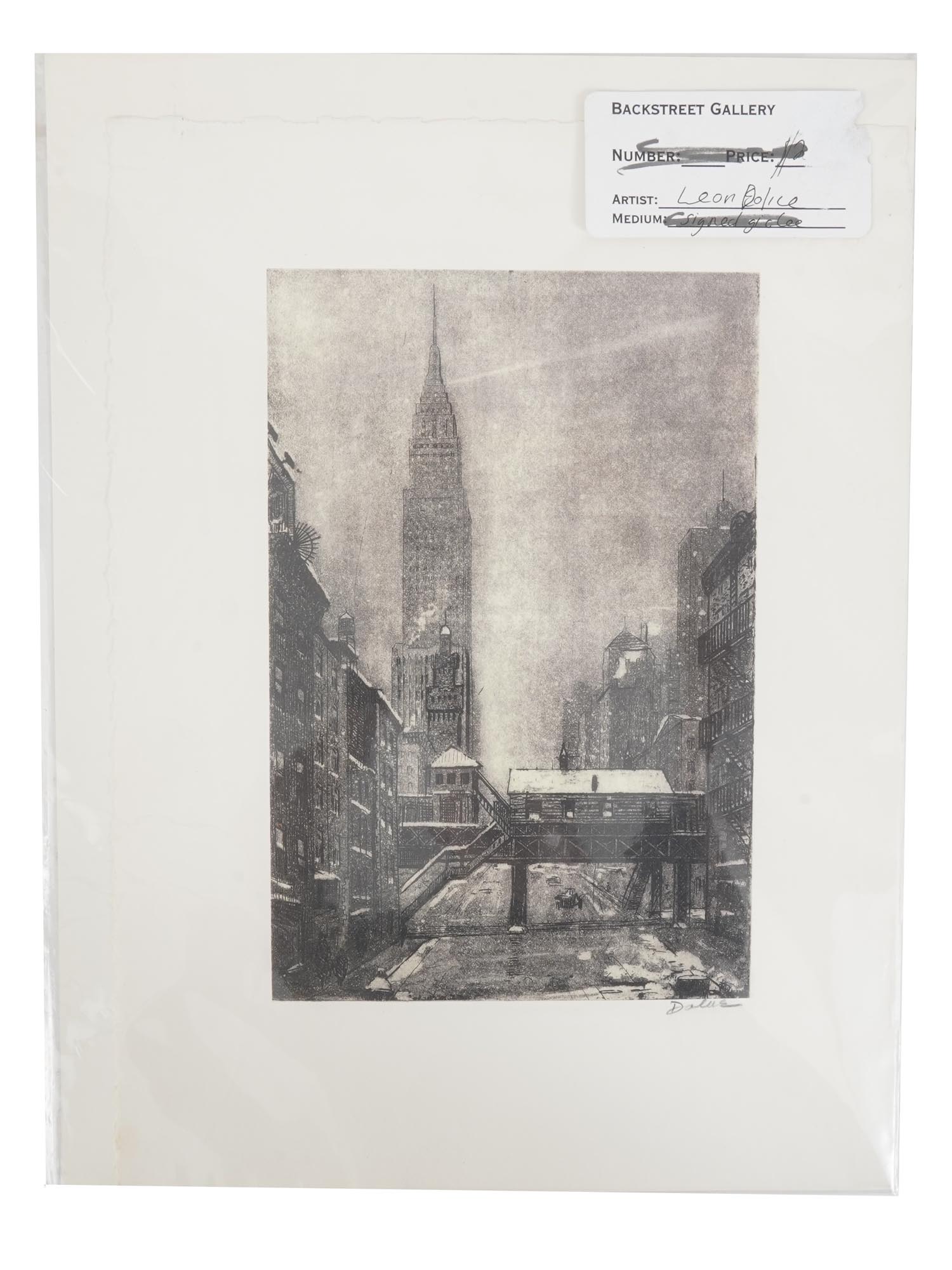 AMERICAN NEW YORK CITY ETCHING BY LEON DOLICE PIC-0